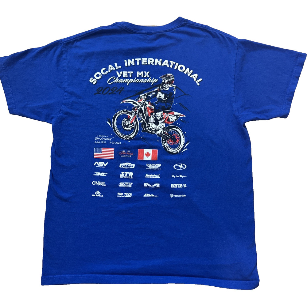 SoCal International Vet MX Championship 2024 T shirt Mens Large Blue Motocross